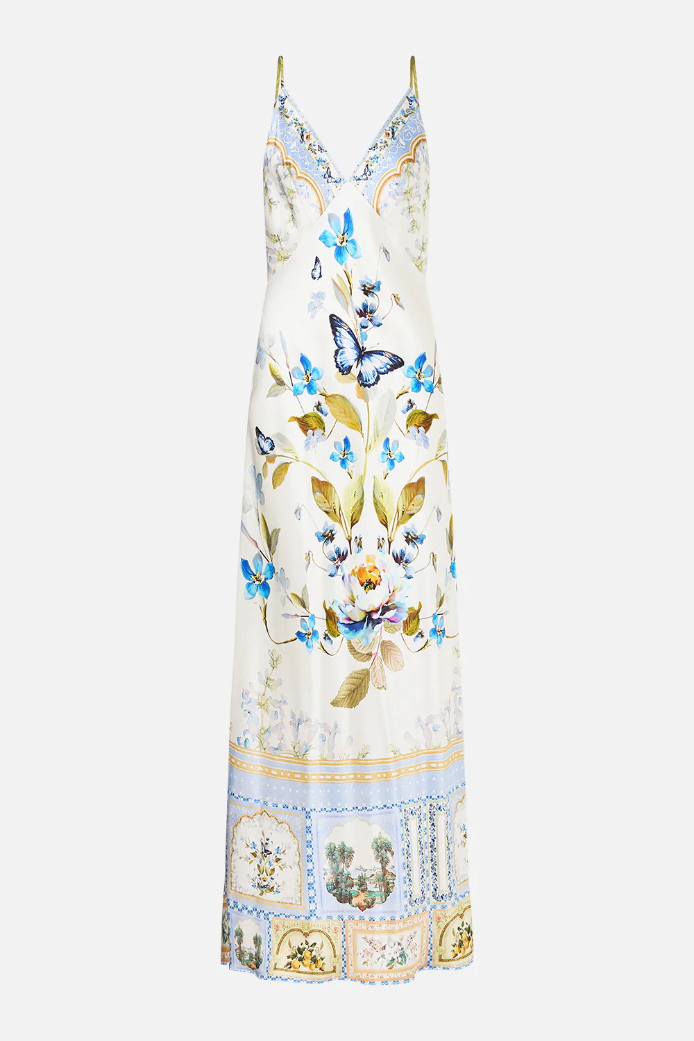 V-NECK LONG BIAS SLIP DRESS WITH TRAIN BOTANICAL BALLADS - Image 3