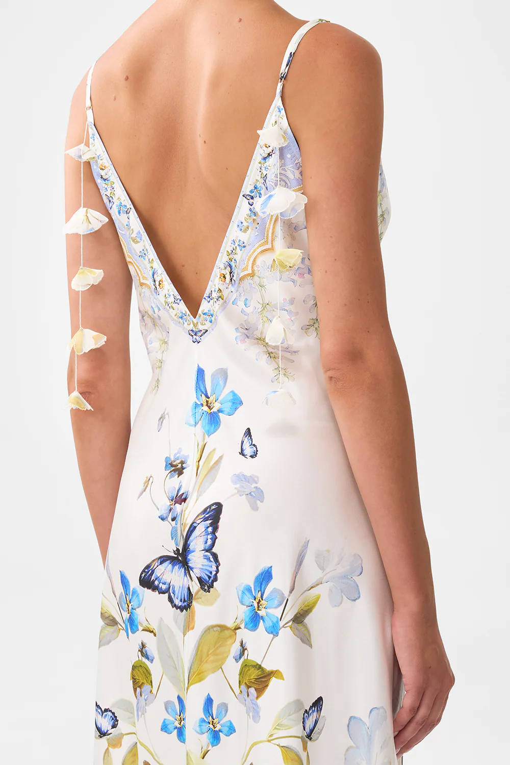 V-NECK LONG BIAS SLIP DRESS WITH TRAIN BOTANICAL BALLADS - Image 6