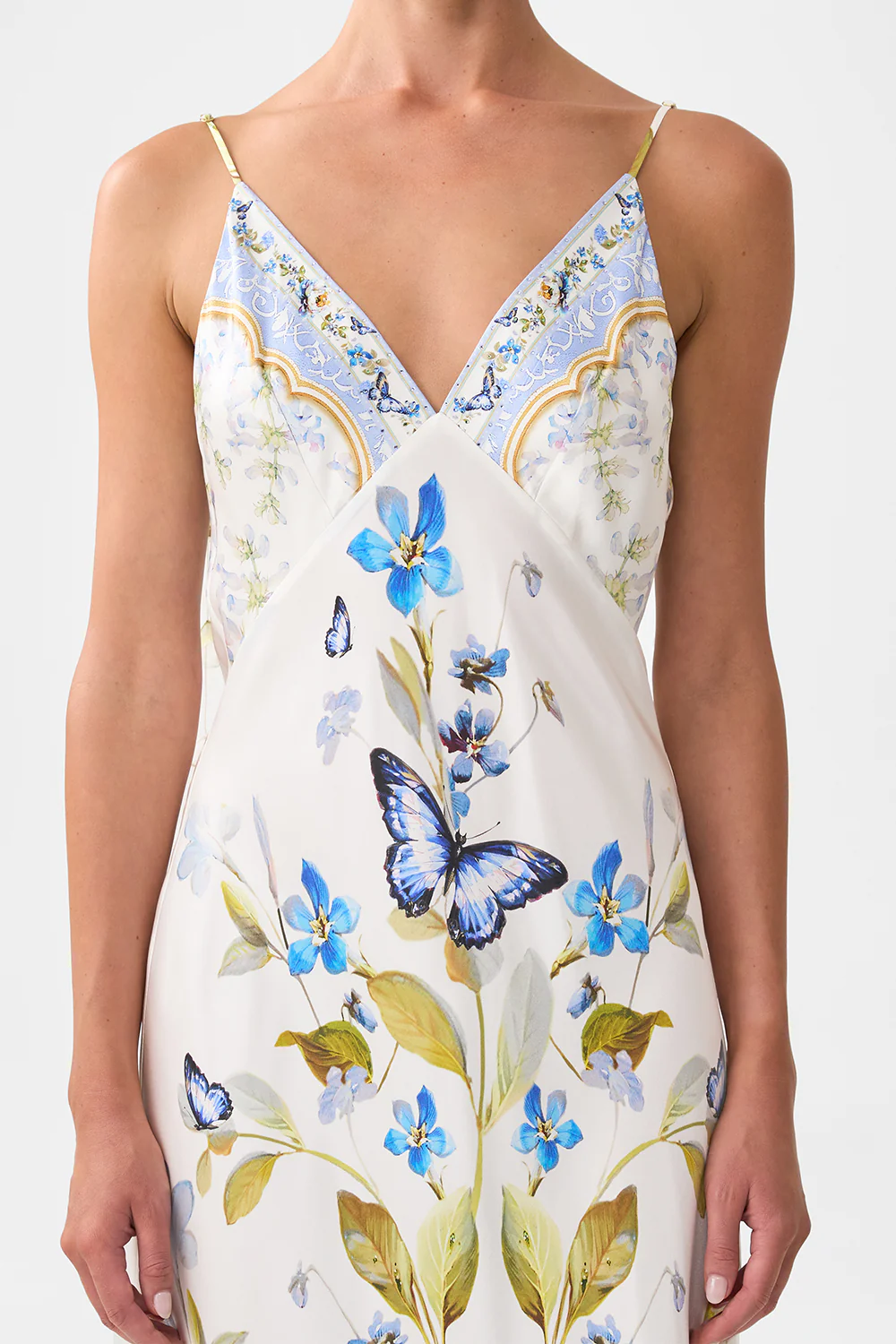V-NECK LONG BIAS SLIP DRESS WITH TRAIN BOTANICAL BALLADS - Image 7