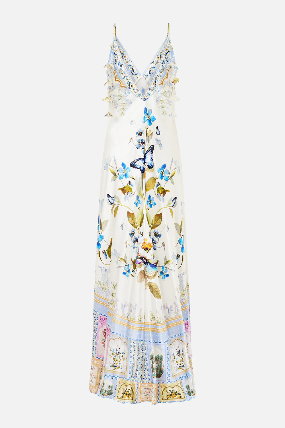 V-NECK LONG BIAS SLIP DRESS WITH TRAIN BOTANICAL BALLADS - Image 8