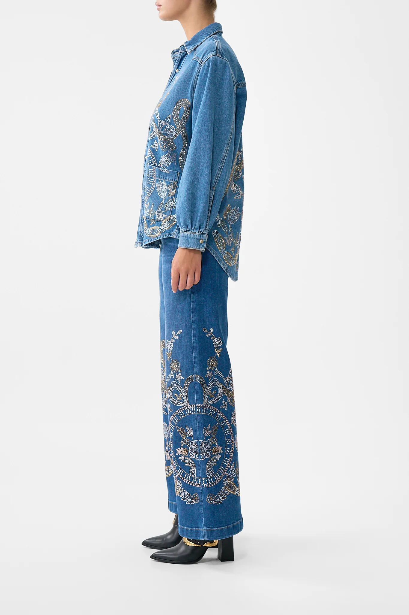 LALITA ACE OF LACE LONG LINE SHIRT DENIM - Image 4