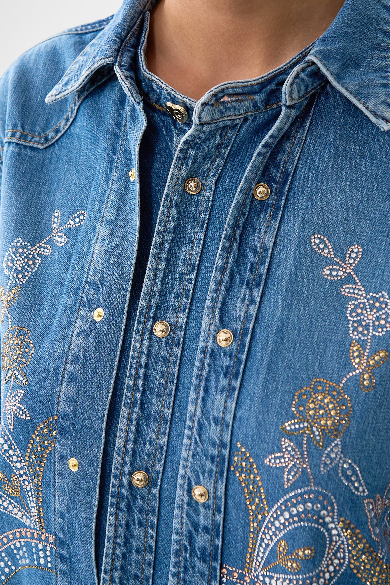 LALITA ACE OF LACE LONG LINE SHIRT DENIM - Image 5