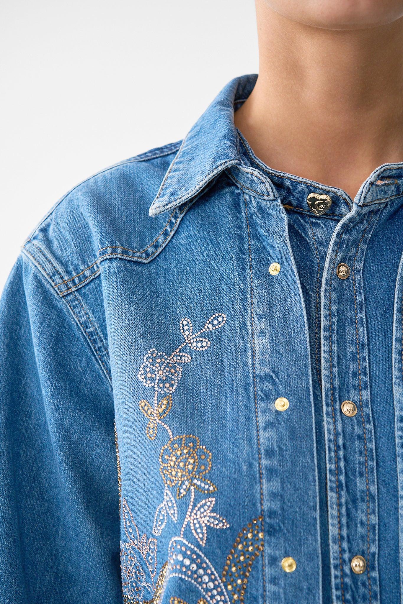 LALITA ACE OF LACE LONG LINE SHIRT DENIM - Image 6