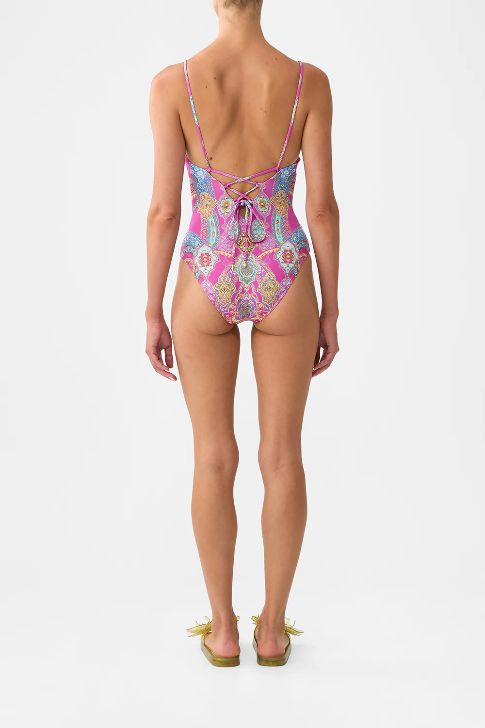 V NECK ONE PIECE WITH LACE UP TIE BACK CONCUBINES, SULTANS & COURTIERS - Image 2