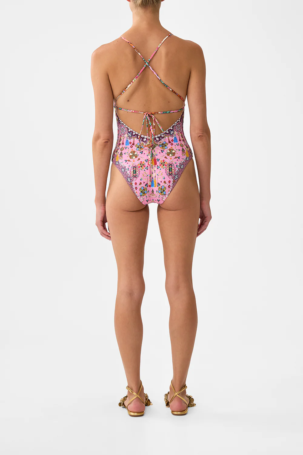 EMBROIDERED TRI ONE PIECE W TIE BACK PATCHWORK PANORAMA - Image 2