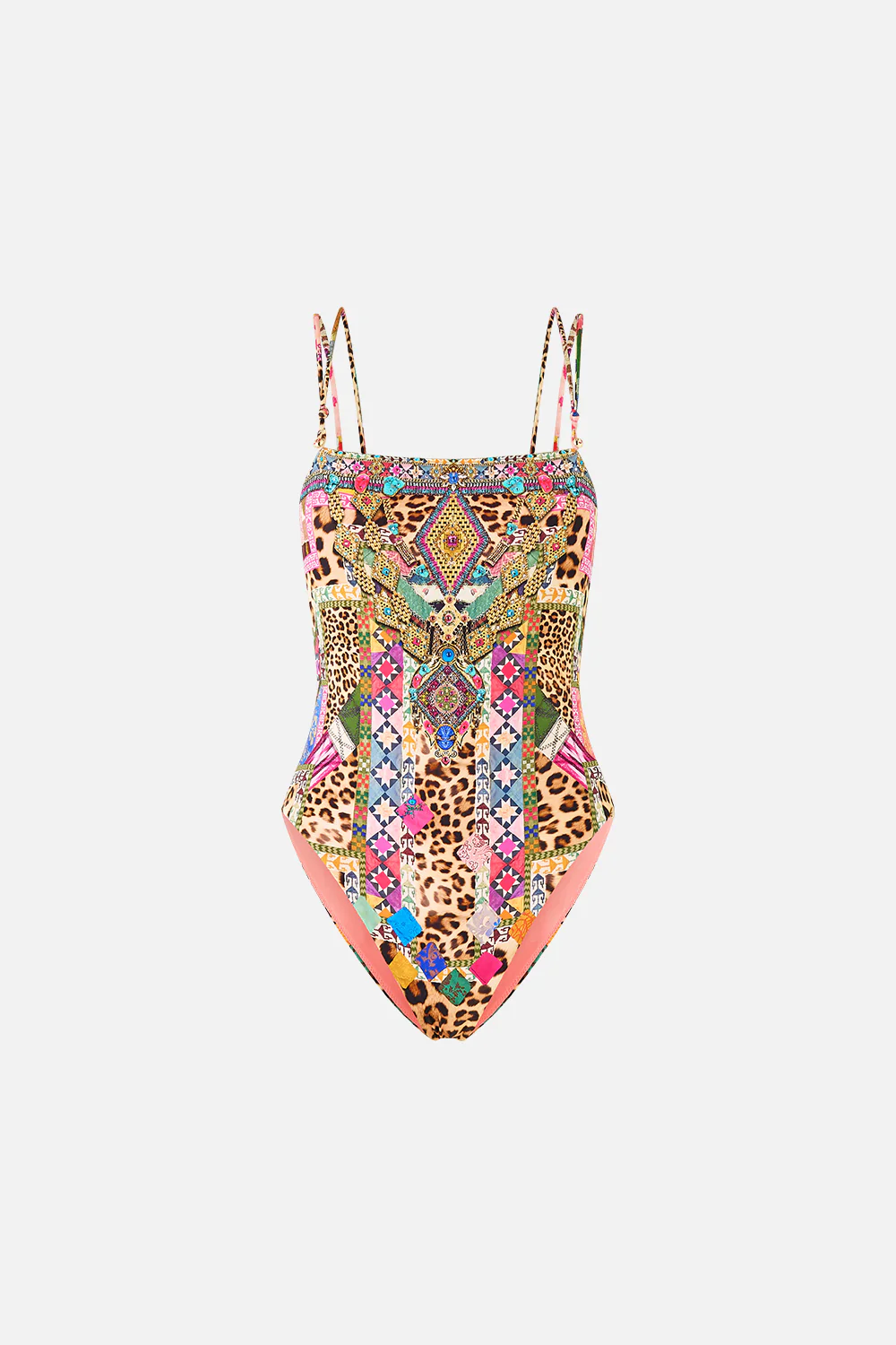 STRAIGHT NECK DOUBLE STRAP BUTTON ONE PIECE EMBROIDERED EVER AFTER - Image 3