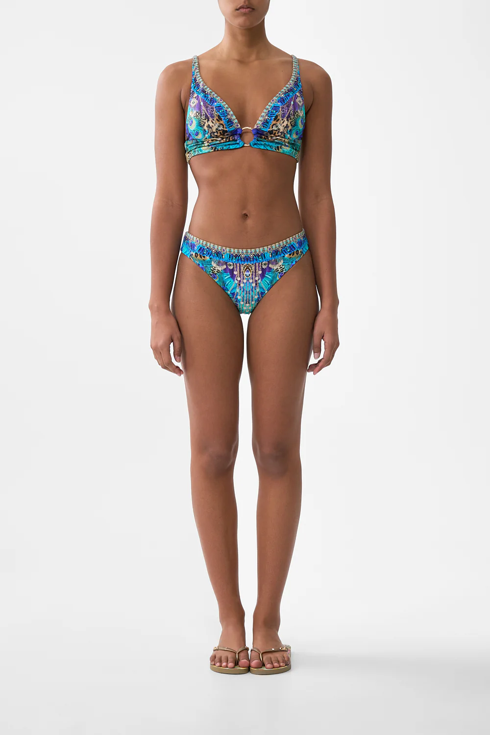 HIGH TRIANGLE BIKINI TOP WITH RING FRONT COSMIC ZOOLOGY