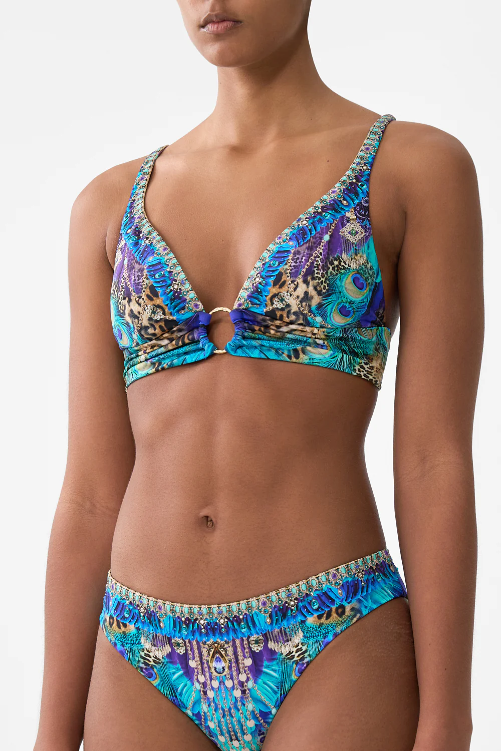 HIGH TRIANGLE BIKINI TOP WITH RING FRONT COSMIC ZOOLOGY - Image 5