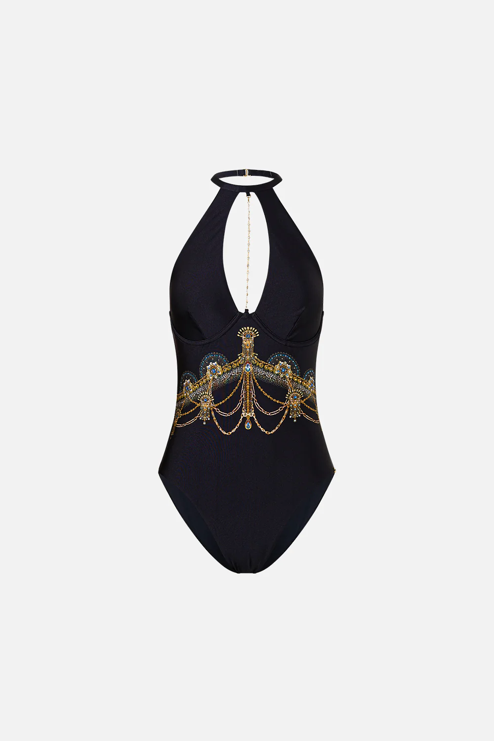 HIGH NECK HALTER UNDERWIRE ONE PIECE WITH CHAIN SONG OF THE SOLSTICE - Image 3