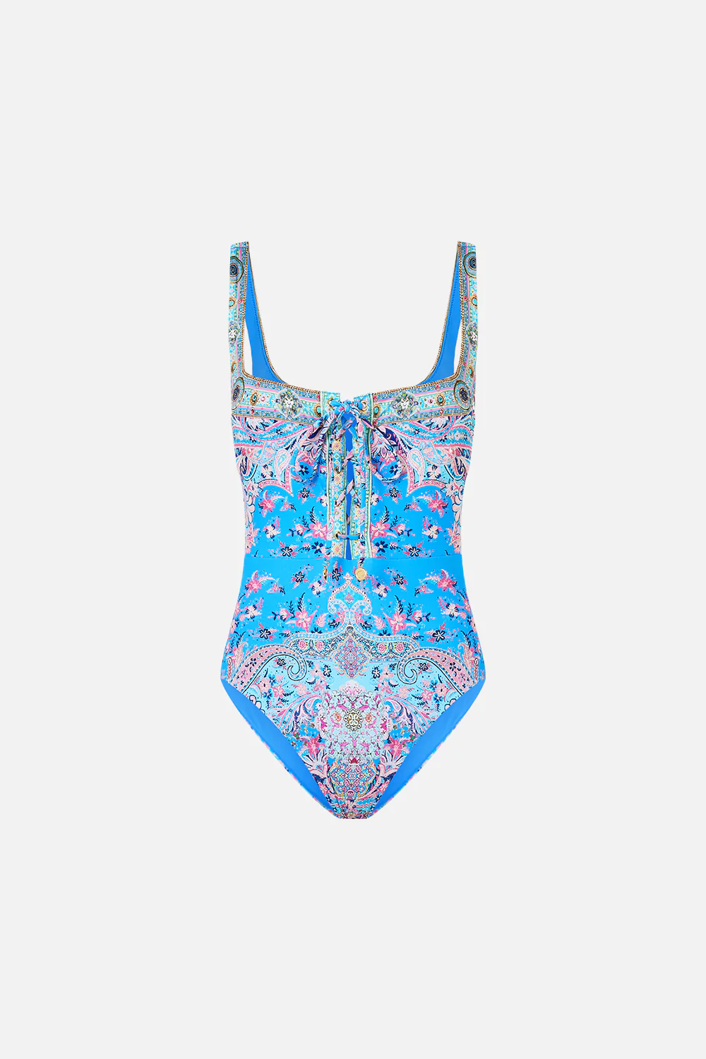 LACE UP UNDERWIRE SQUARE NECK ONE PIECE FOOTSTEPS IN FOLKLORE - Image 3