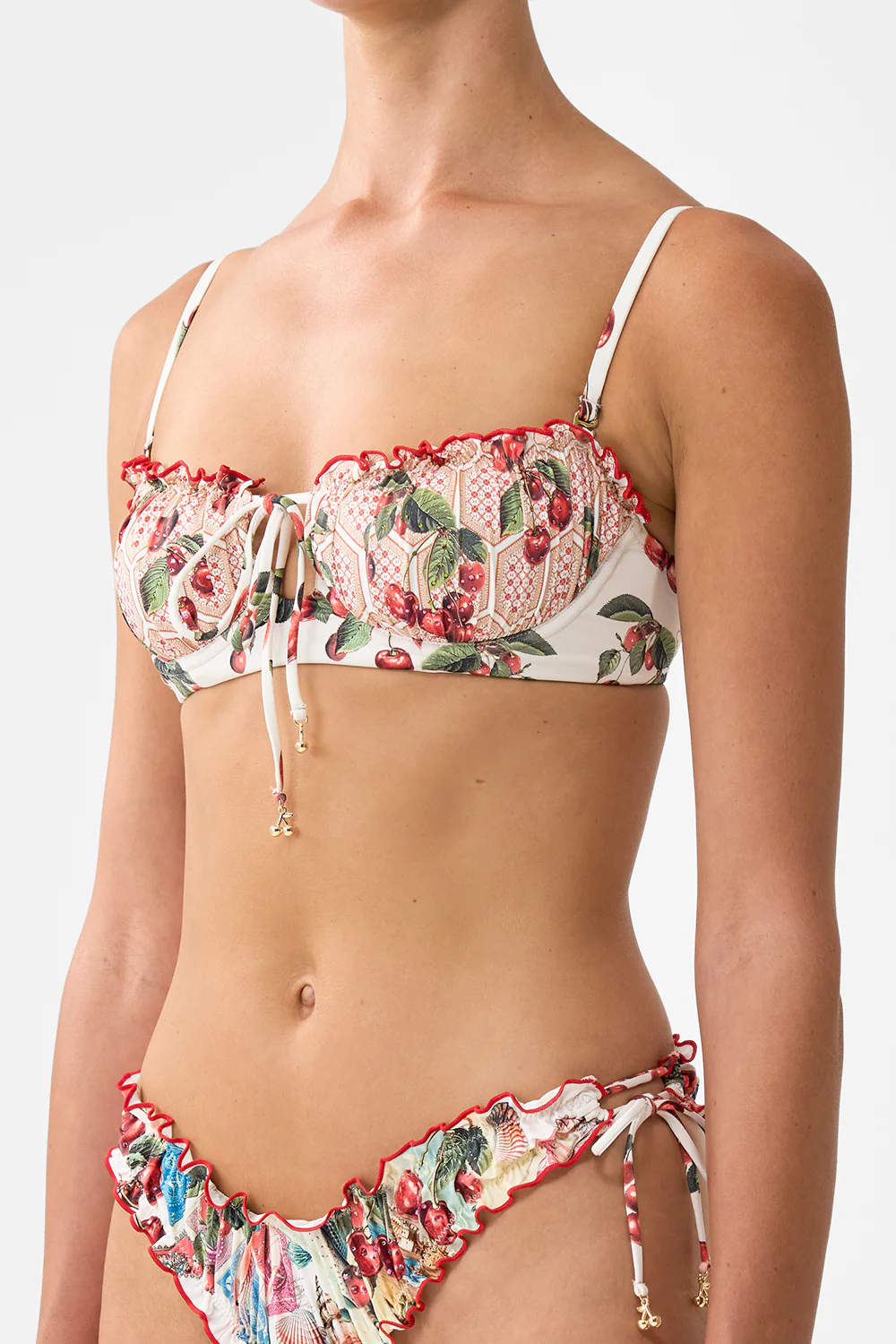 RUCHED CUP UNDERWIRE BIKINI TOP WITH TIE FRONT NOTES FROM THE ROAD - Image 5