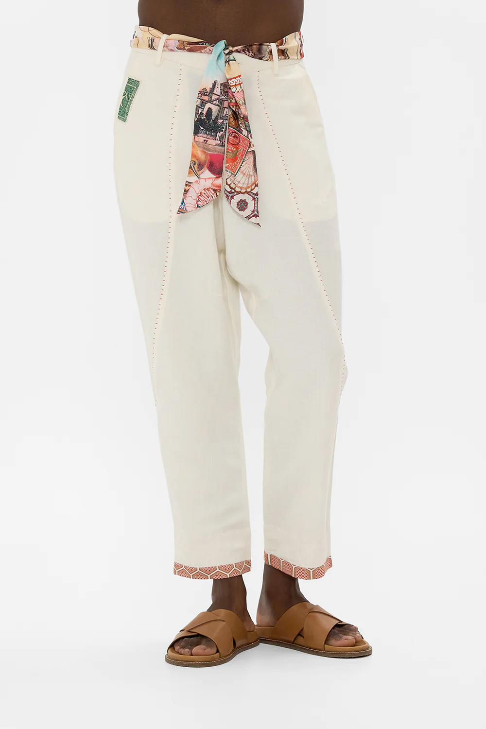 RELAXED PANELLED PANT WITH SILK BELT NOTES FROM THE ROAD - Image 5