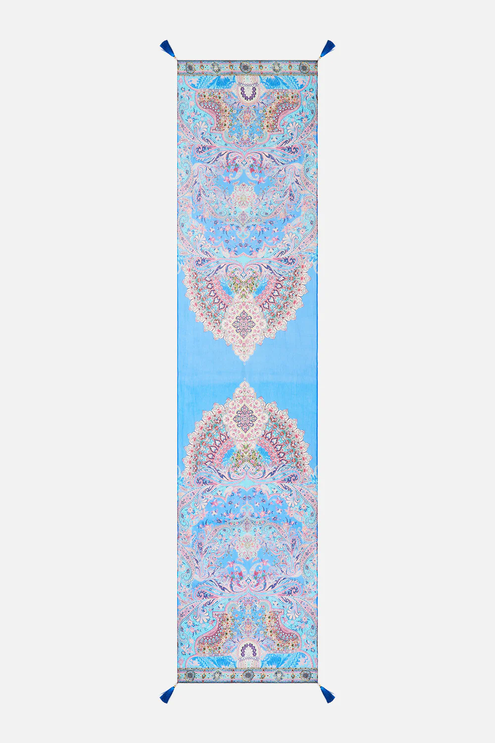 LONG SILK CRINKLE CHIFFON SCARF FOOTSTEPS IN FOLKLORE - Image 2