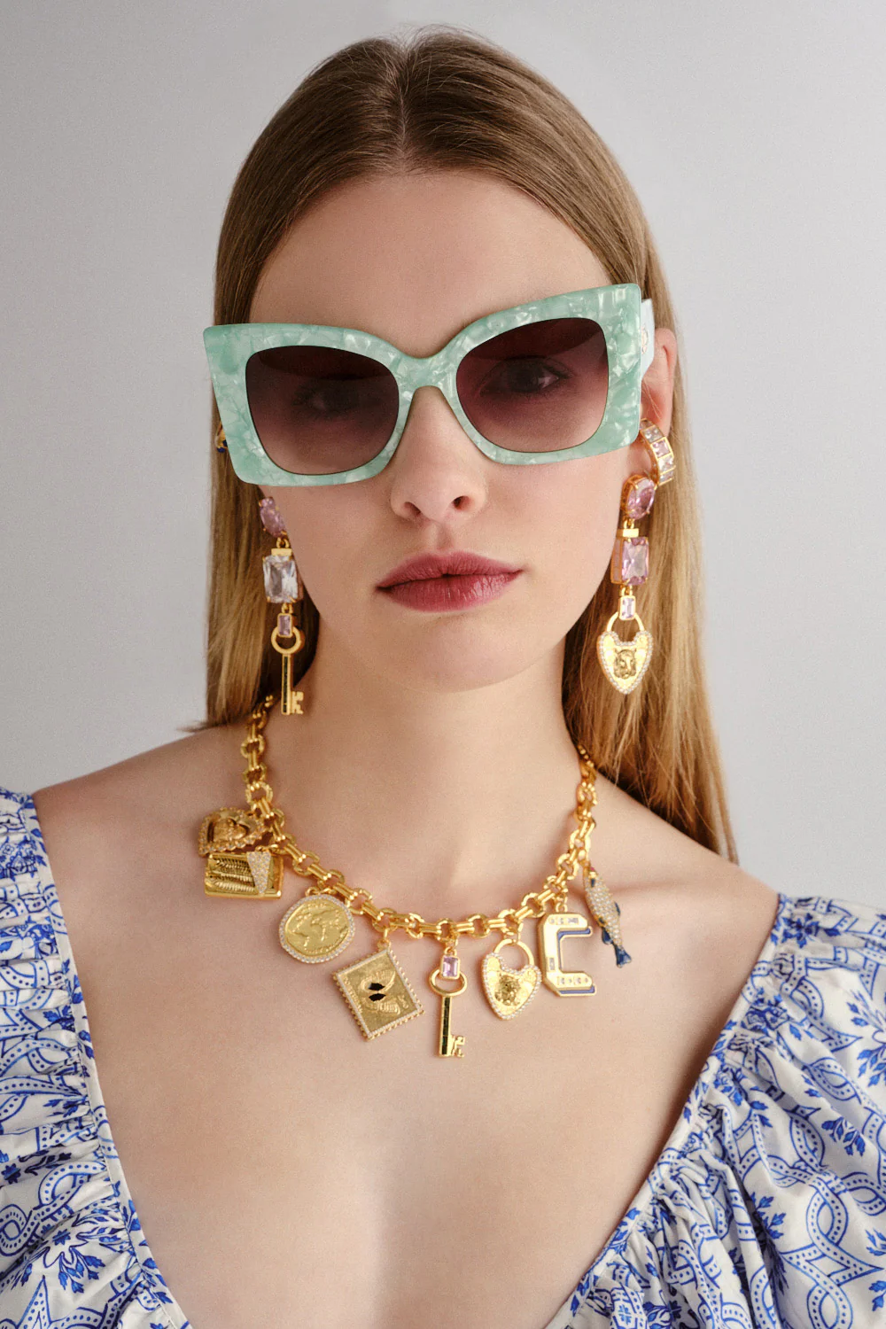 WHERE'S MY VALET SUNGLASSES MINT MARBLE / SOLID IVORY GOLD - Image 2