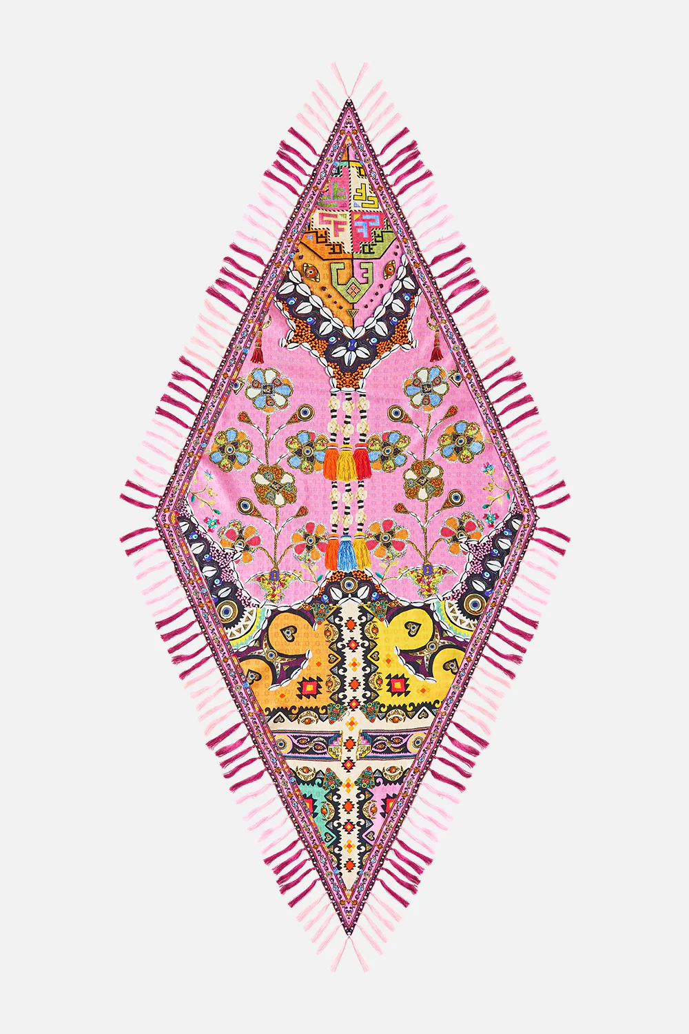 DIAMOND SCARF WITH TASSELS PATCHWORK PANORAMA - Image 3