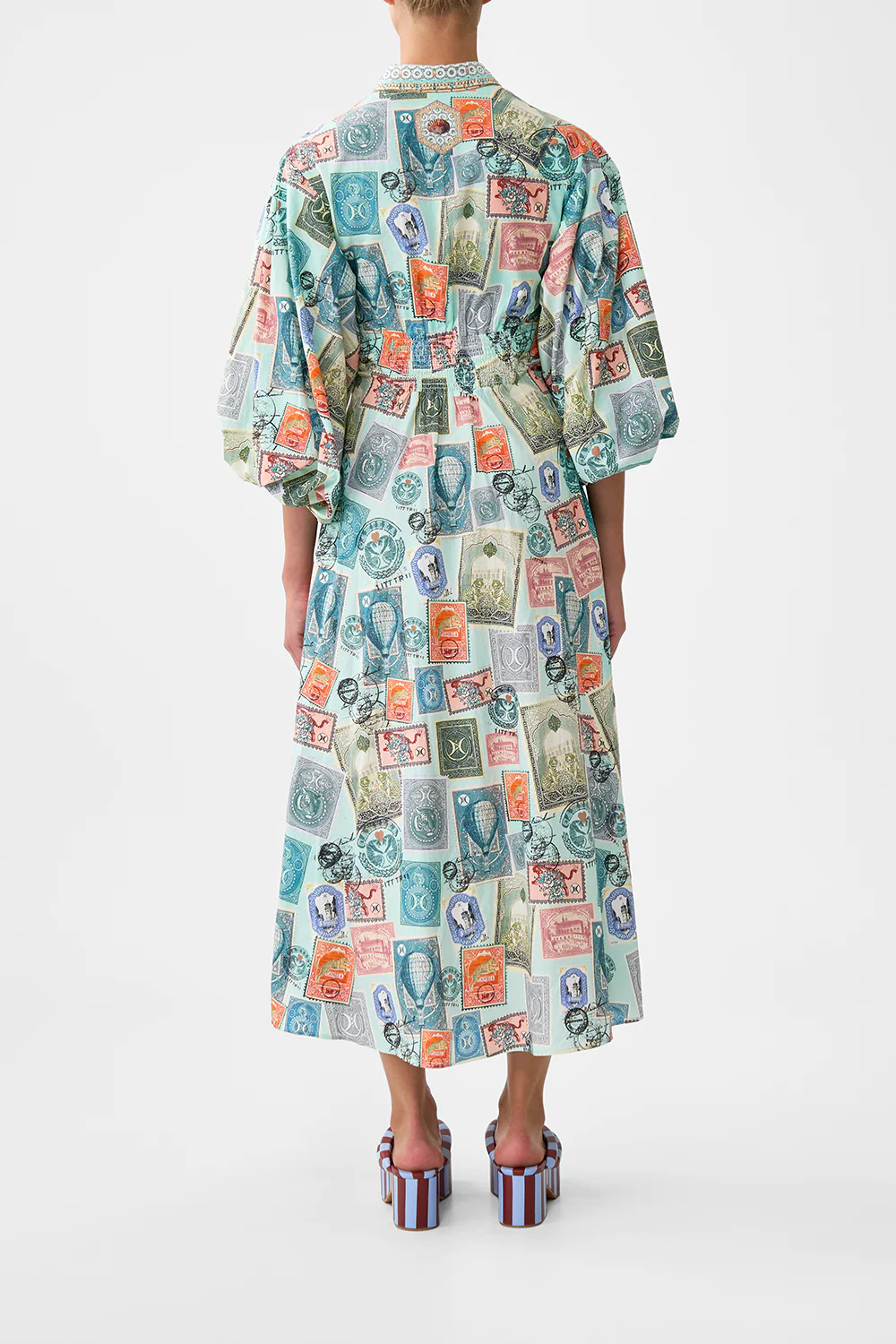 WAIST TIE SHIRT DRESS WITH BUBBLE SLEEVE WITH LOVE FROM TÜRKIYE - Image 2