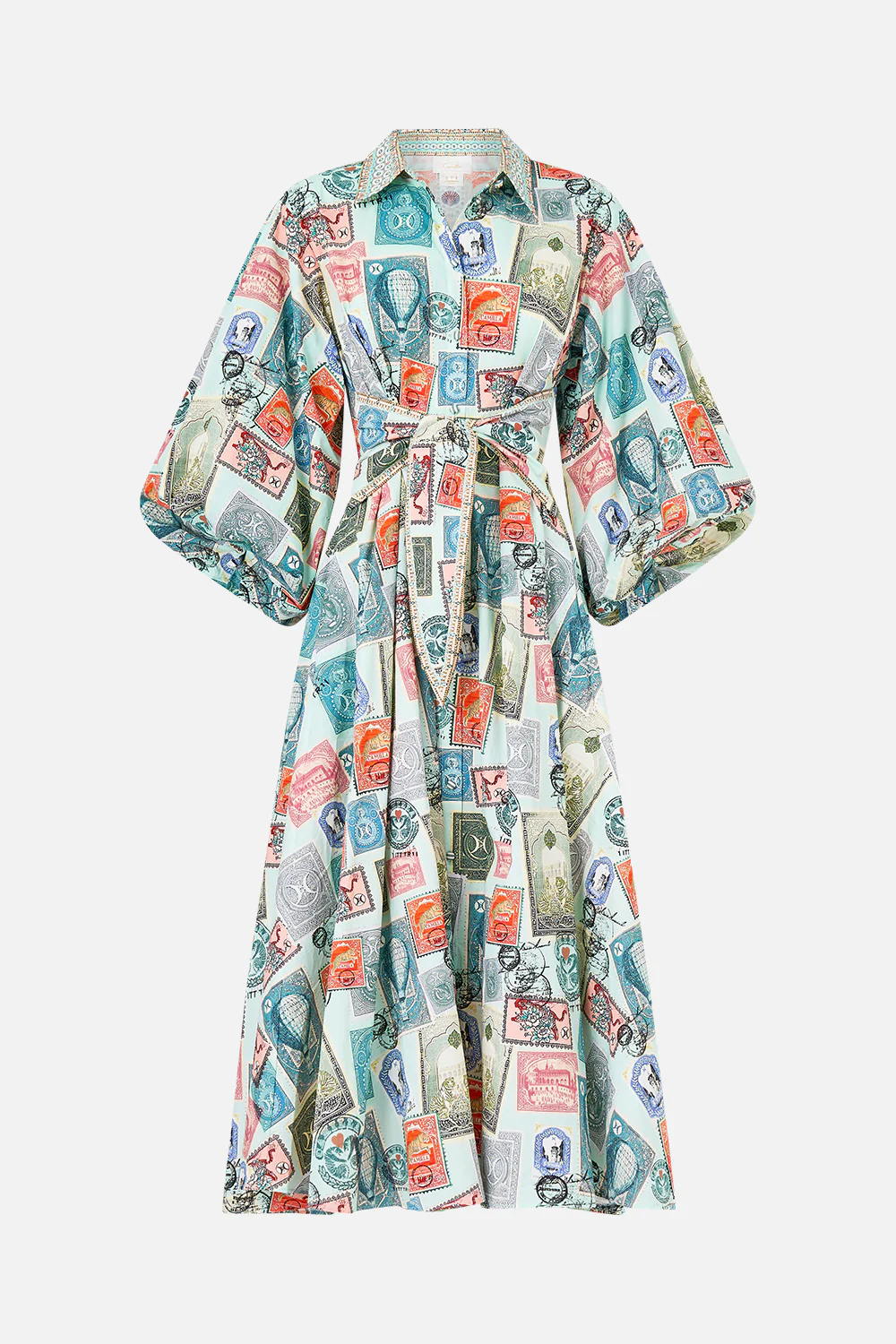 WAIST TIE SHIRT DRESS WITH BUBBLE SLEEVE WITH LOVE FROM TÜRKIYE - Image 3