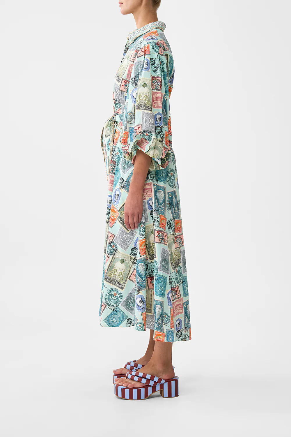 WAIST TIE SHIRT DRESS WITH BUBBLE SLEEVE WITH LOVE FROM TÜRKIYE - Image 4