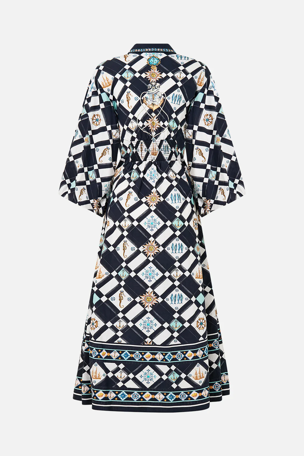WAIST TIE SHIRT DRESS WITH BUBBLE SLEEVE FOLK AFLOAT - Image 8