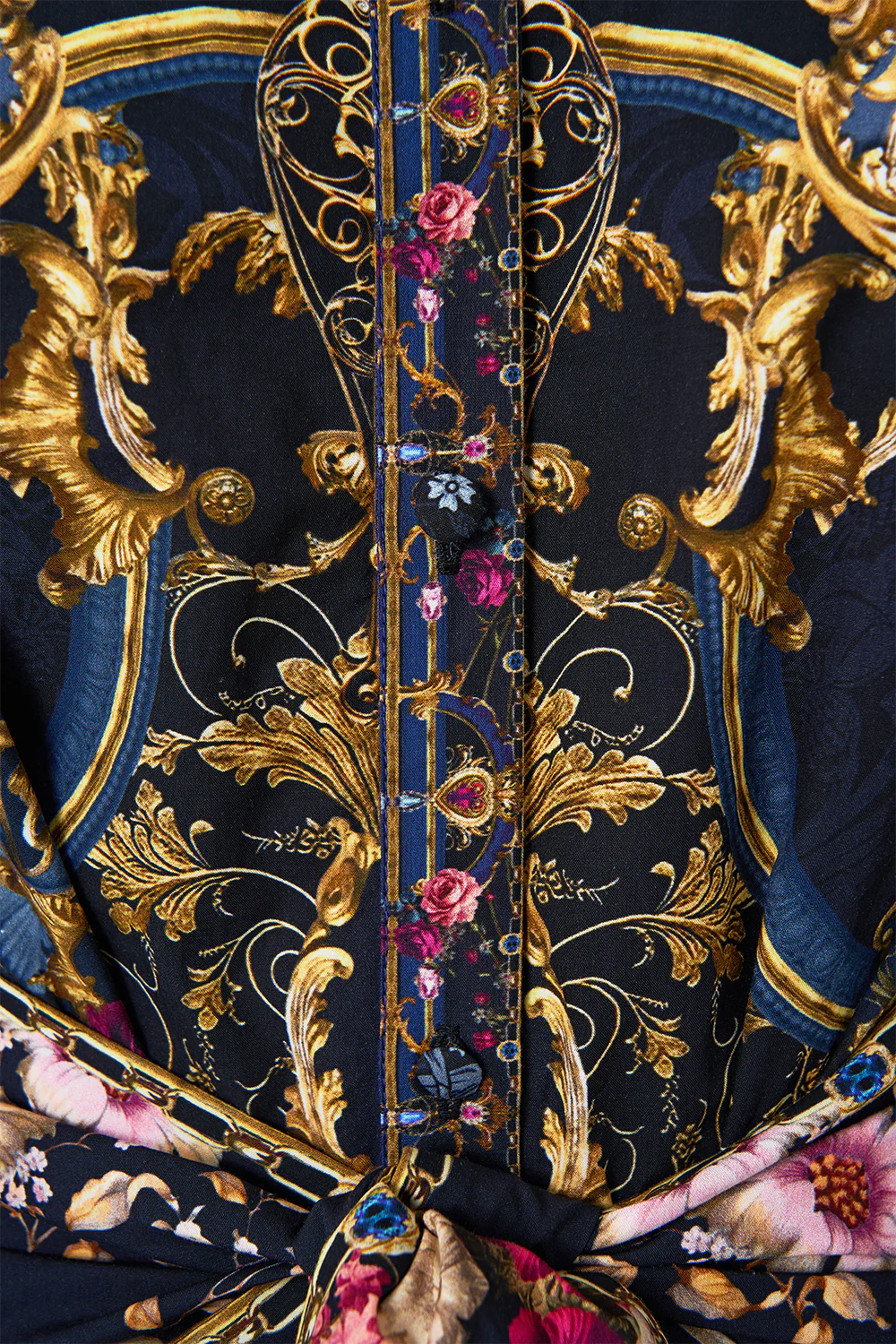 WAIST TIE SHIRT DRESS WITH BUBBLE SLEEVE ORNATE ON A PLATE - Image 7