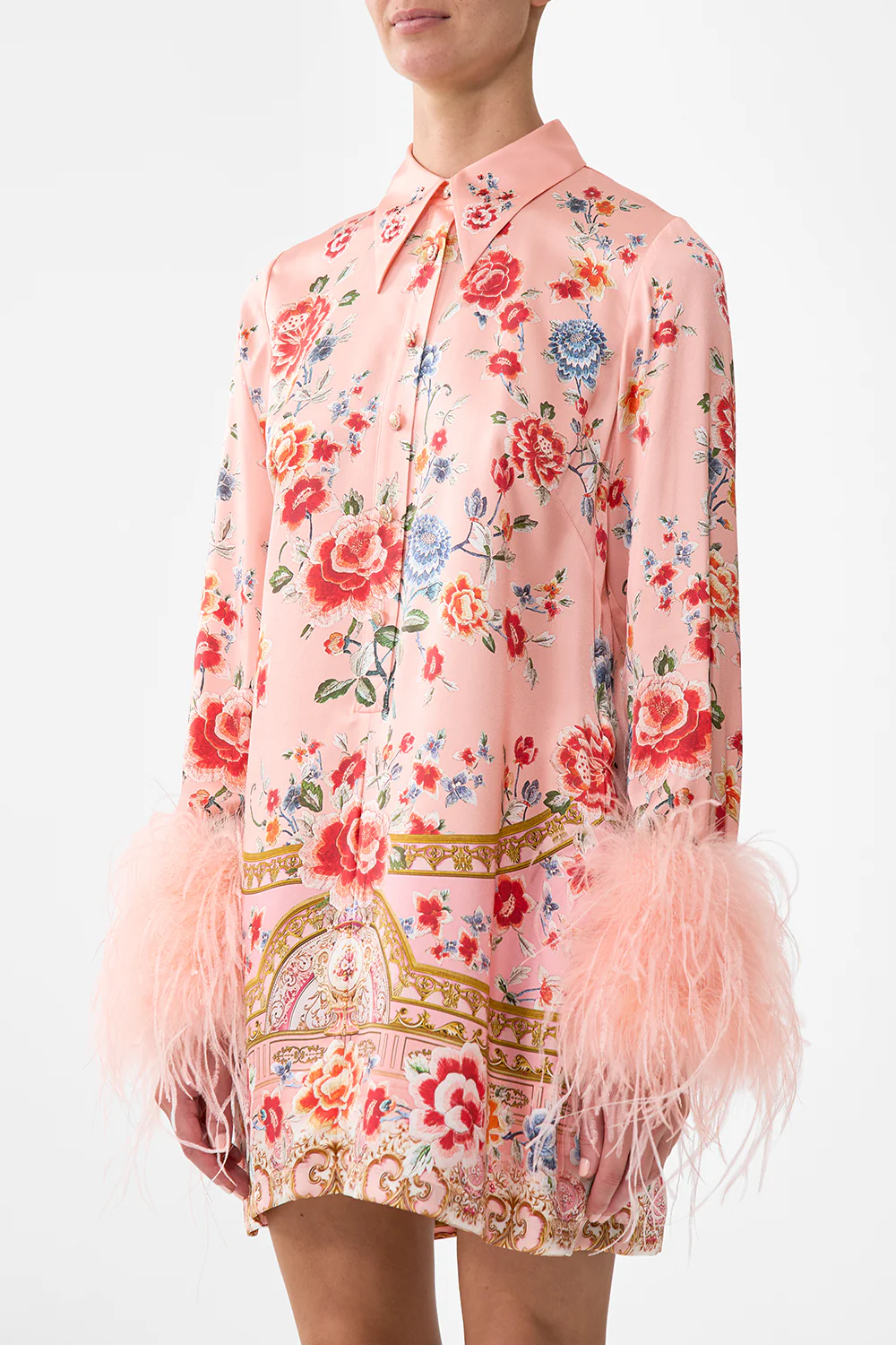 MINI SHIRT DRESS WITH FEATHERS MAJESTIC MILLA - Image 5