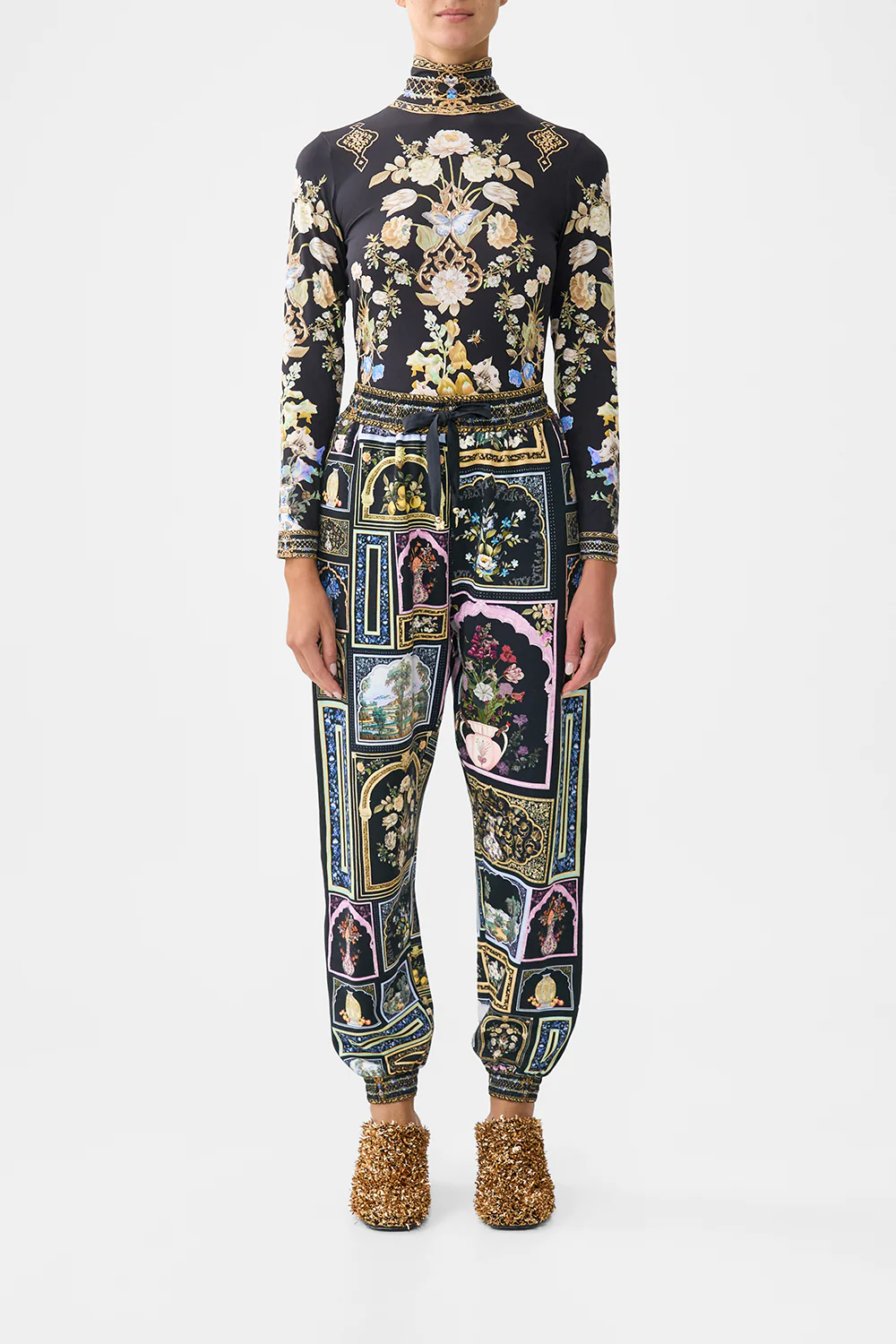 JERSEY TRACK PANT WITH SILK DETAILS OTTOMAN ELEGANCE