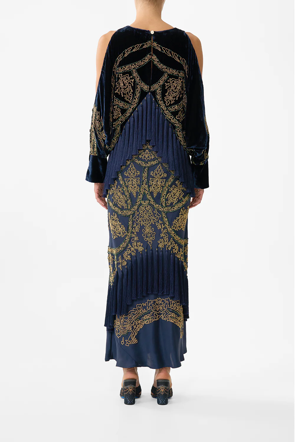 PLUNGE NECK DRAPED SHOULDER DRESS THE IMPERIAL GATE - Image 2