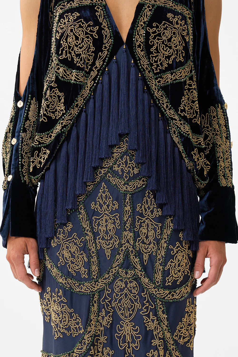PLUNGE NECK DRAPED SHOULDER DRESS THE IMPERIAL GATE - Image 6