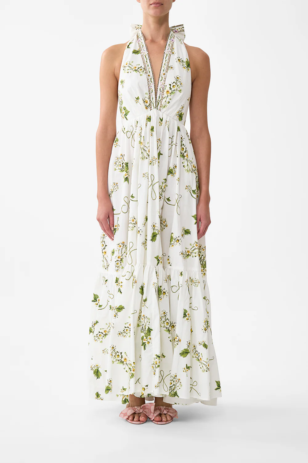RUFFLE HEM HALTER DRESS BOTANICAL UTOPIA
