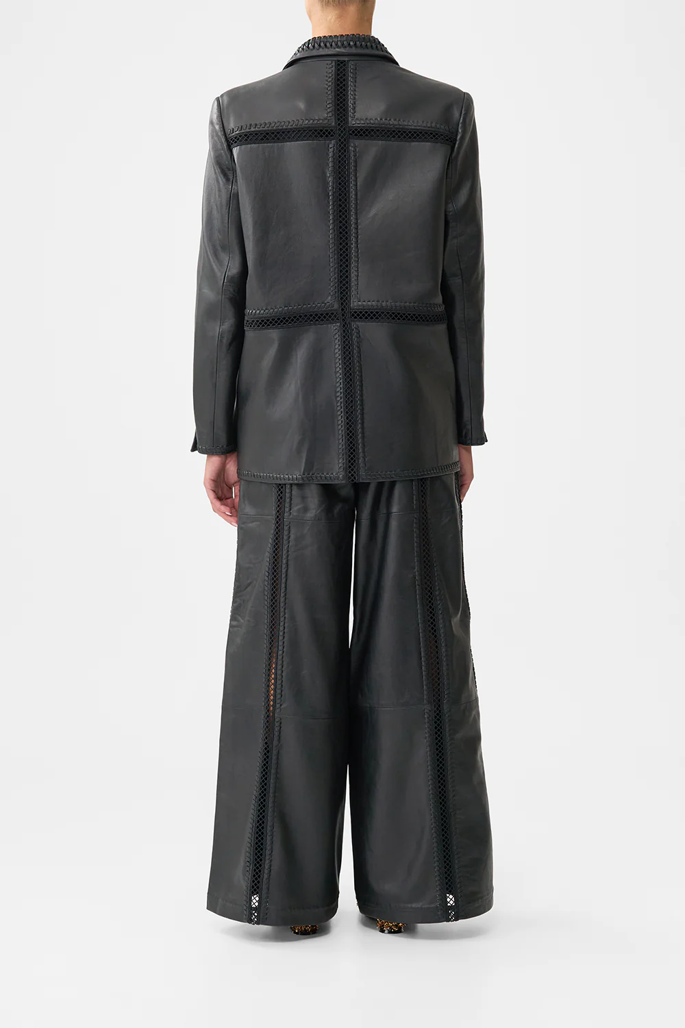 LEATHER JACKET WITH SLEEVE CUT OUT DETAIL OTTOMAN ELEGANCE - Image 2