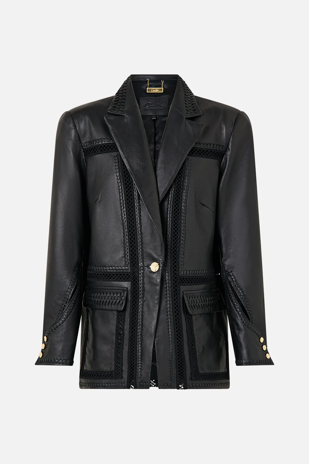 LEATHER JACKET WITH SLEEVE CUT OUT DETAIL OTTOMAN ELEGANCE - Image 3