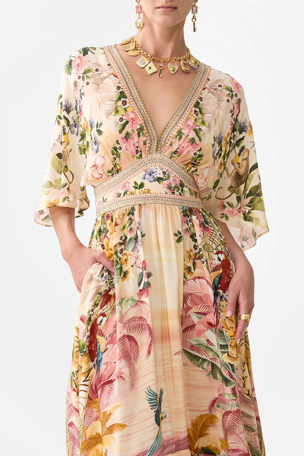 WAISTED DRESS WITH HEM RUFFLE WELCOME TO THE WHITE LOTUS - Image 5