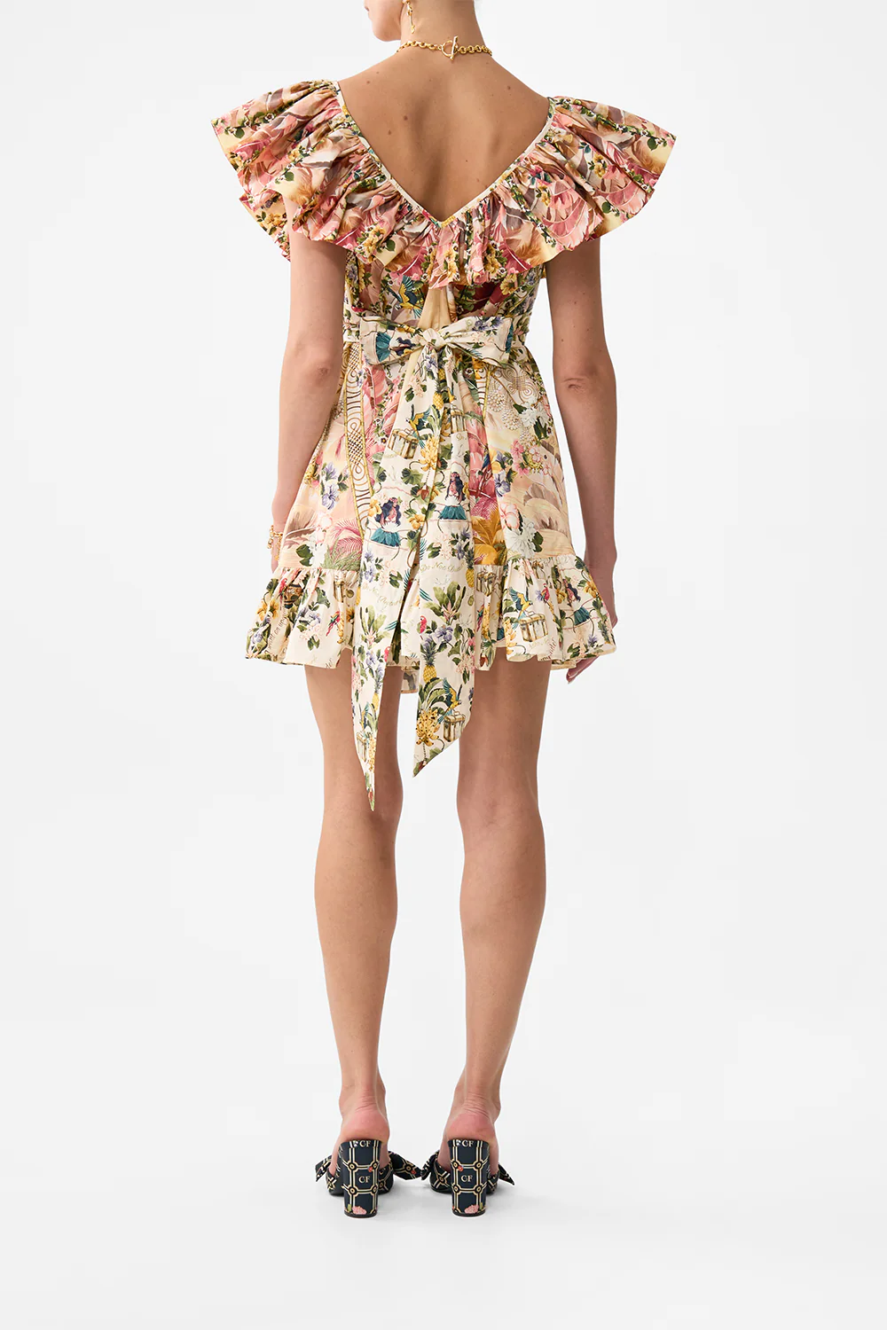 SHORT FRILL NECK DRESS WITH HARDWARE WELCOME TO THE WHITE LOTUS - Image 2