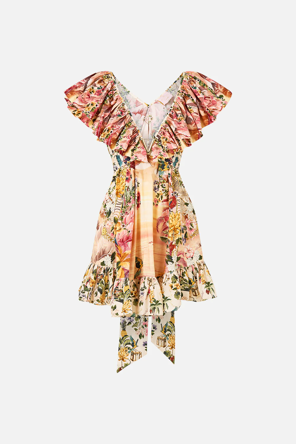 SHORT FRILL NECK DRESS WITH HARDWARE WELCOME TO THE WHITE LOTUS - Image 3