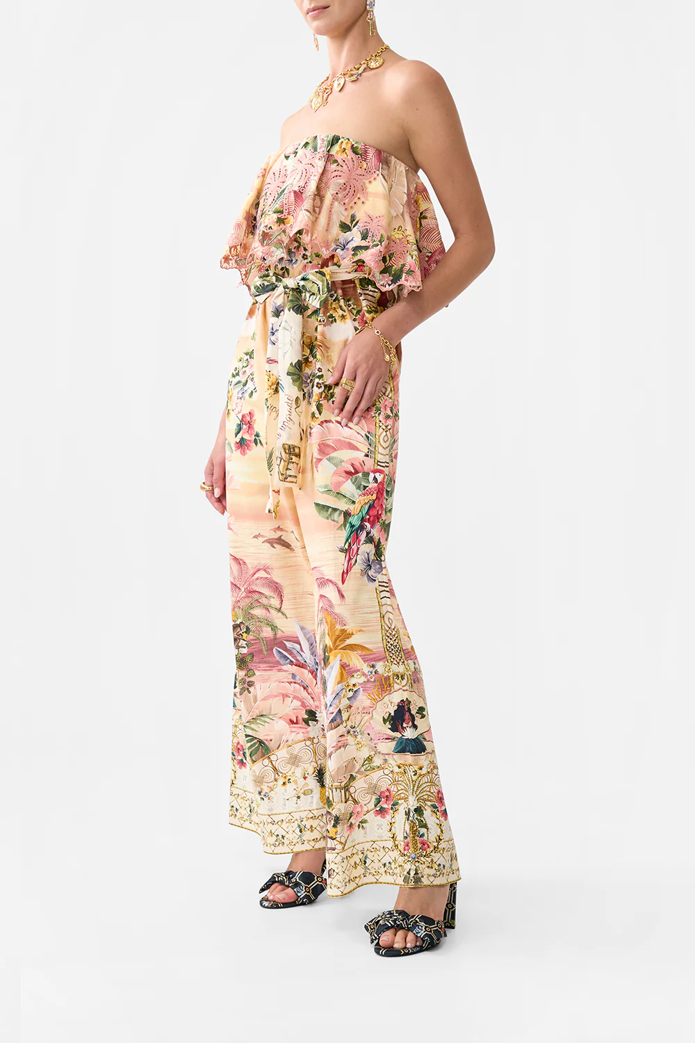 STRAPLESS JUMPSUIT WITH FRILL WELCOME TO THE WHITE LOTUS - Image 4