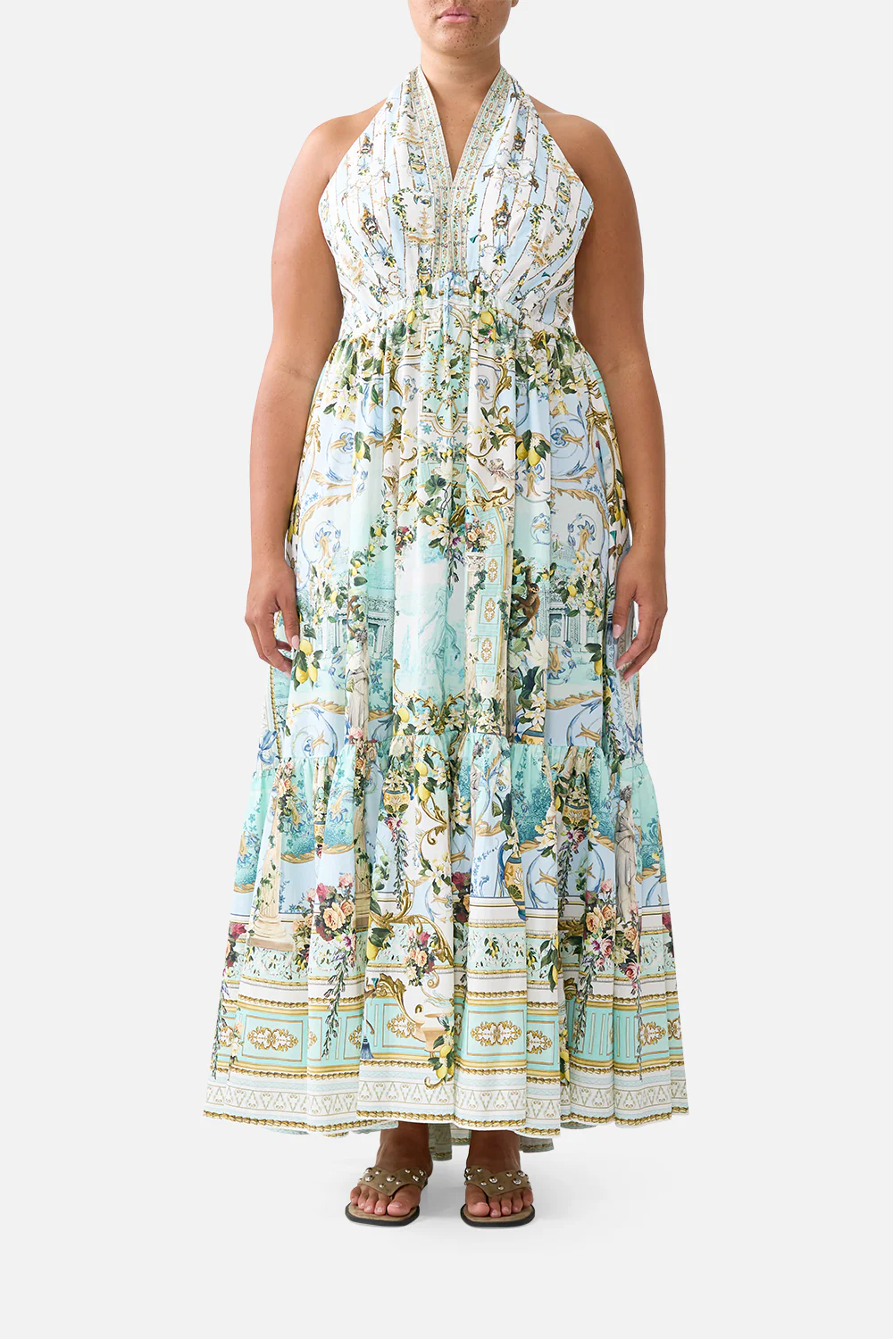 RUFFLE HEM HALTER DRESS VENUS ON A VESPA - Image 8