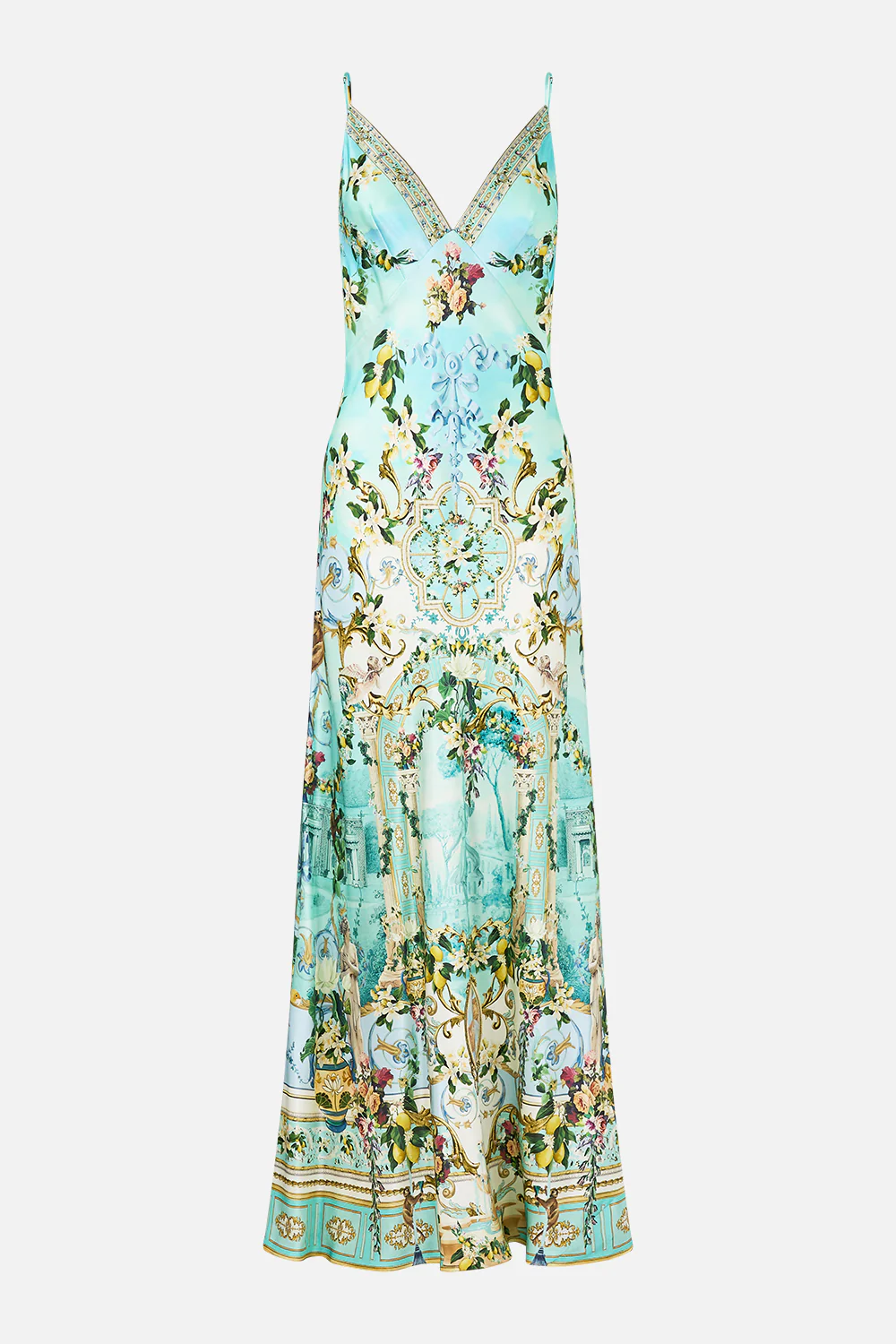 V NECK LONG BIAS SLIP DRESS WITH TRAIN VENUS ON A VESPA - Image 3