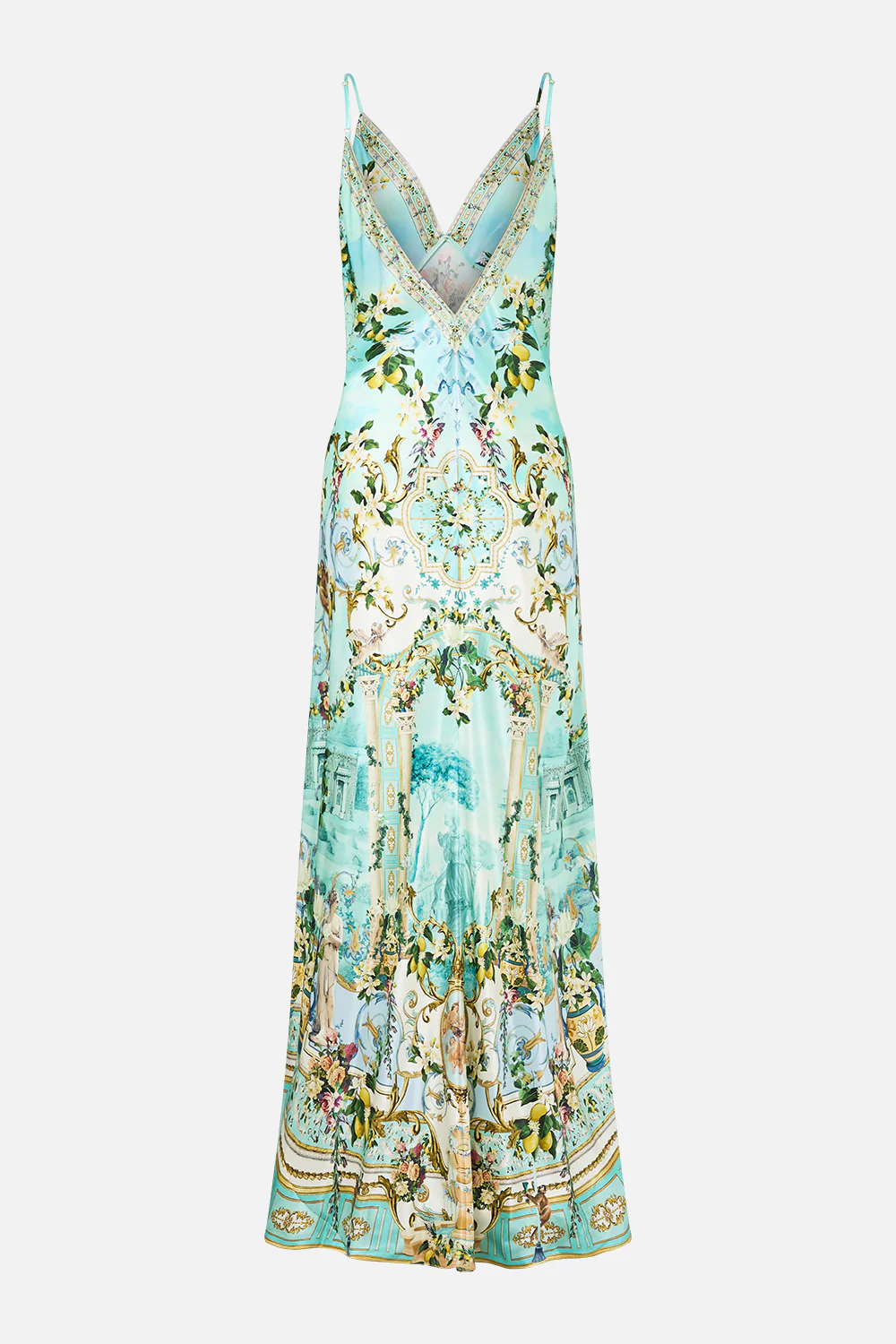 V NECK LONG BIAS SLIP DRESS WITH TRAIN VENUS ON A VESPA - Image 8