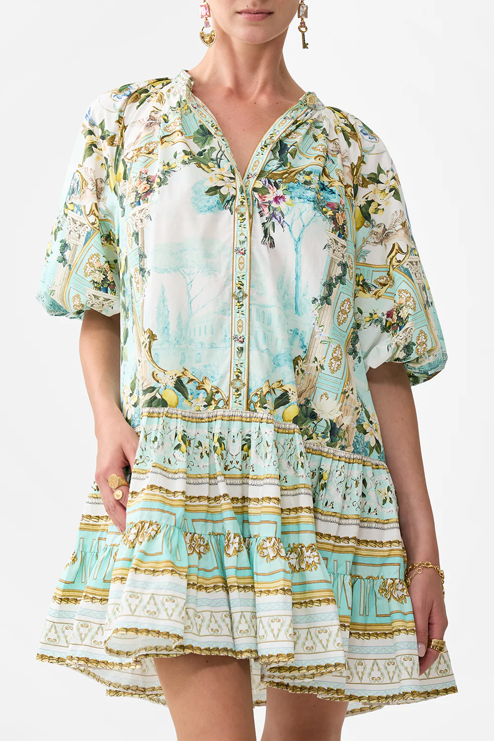 PUFF SLEEVE SHIRT DRESS VENUS ON A VESPA - Image 5