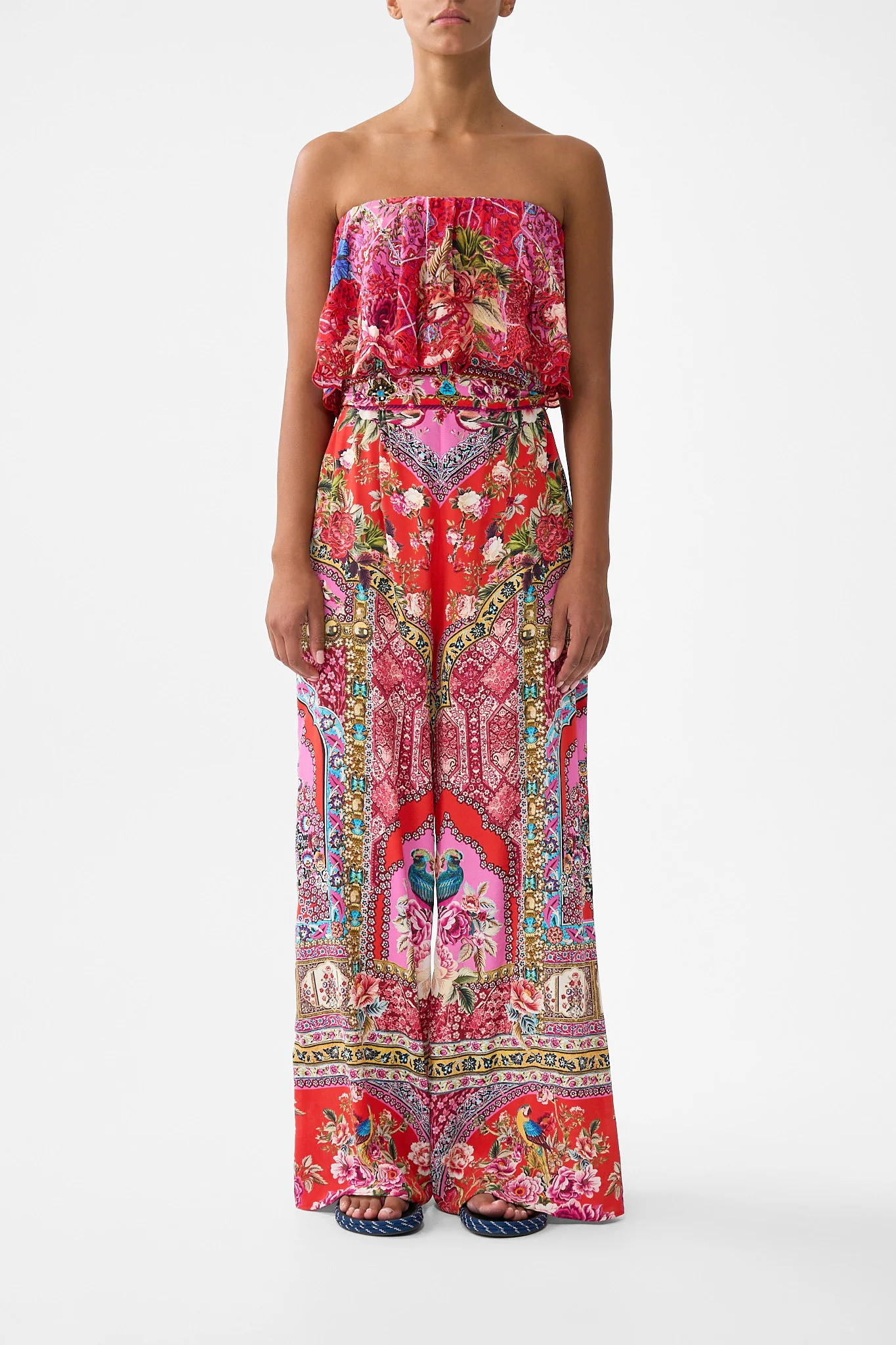 STRAPLESS JUMPSUIT WITH FRILL HEIRLOOM EMPIRE