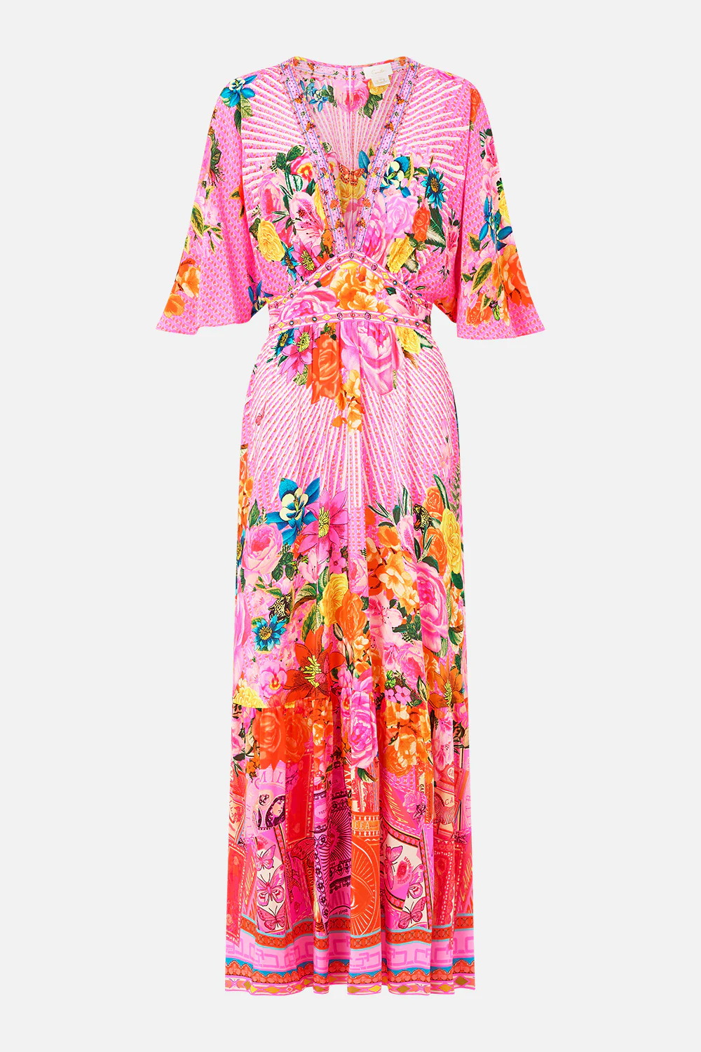 WAISTED DRESS WITH HEM RUFFLE ILLUSTRATION NATION - Image 3