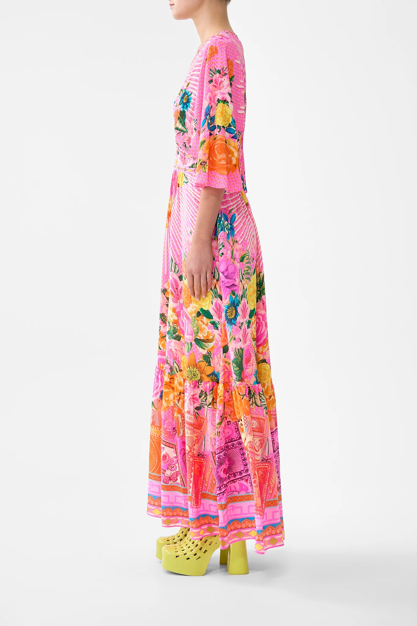 WAISTED DRESS WITH HEM RUFFLE ILLUSTRATION NATION - Image 4