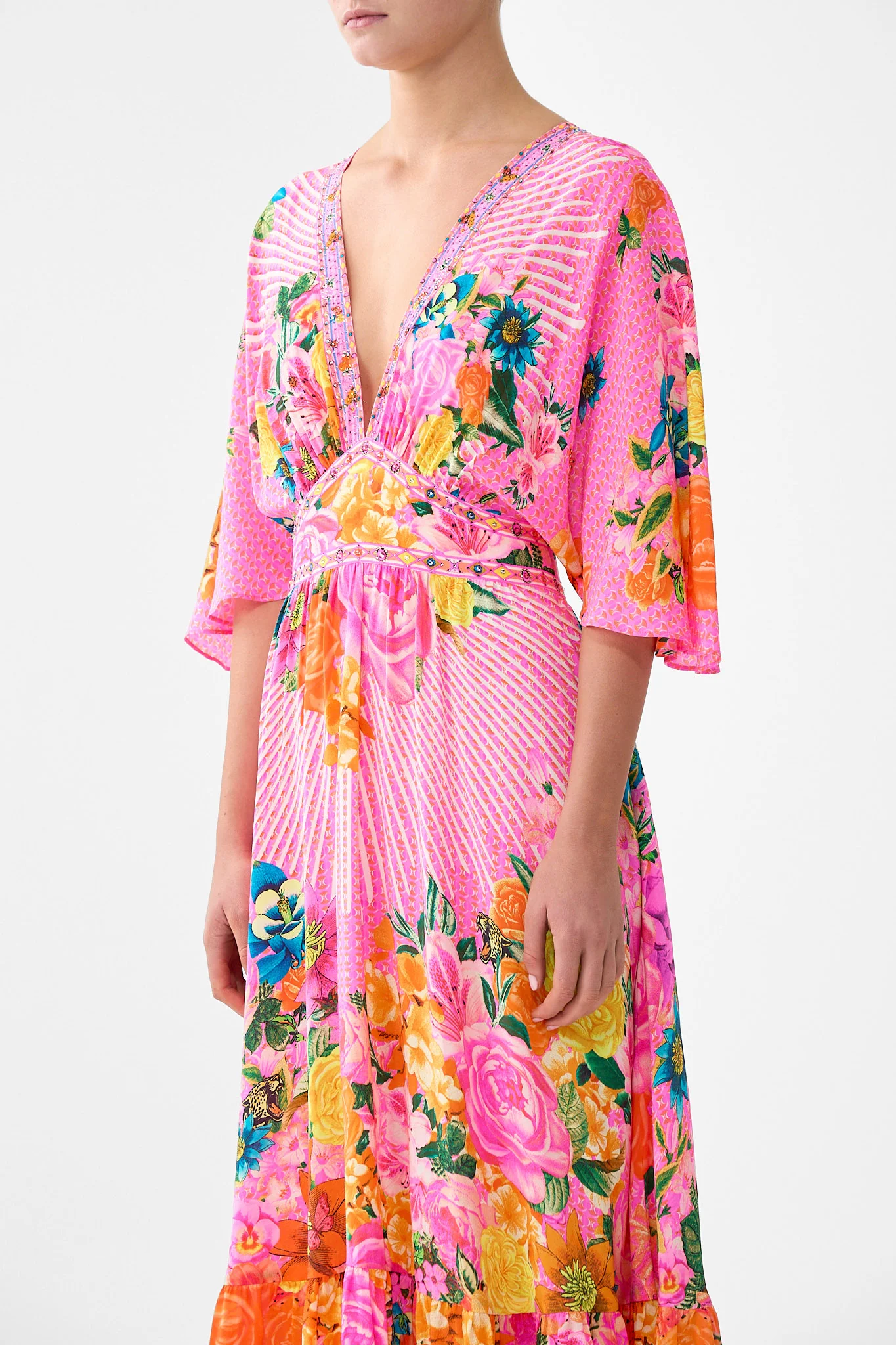 WAISTED DRESS WITH HEM RUFFLE ILLUSTRATION NATION - Image 5
