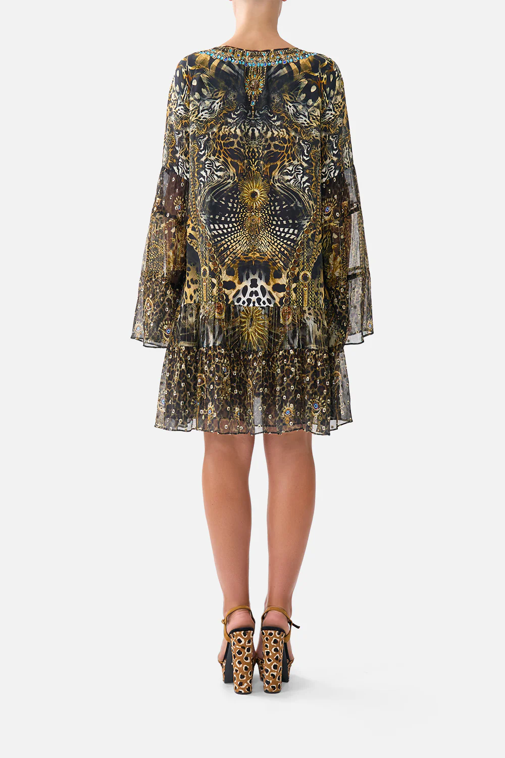 A-LINE GATHERED PANEL DRESS FELINE FOLKLORE - Image 2