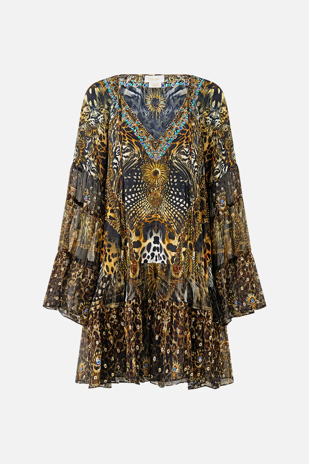 A-LINE GATHERED PANEL DRESS FELINE FOLKLORE - Image 3
