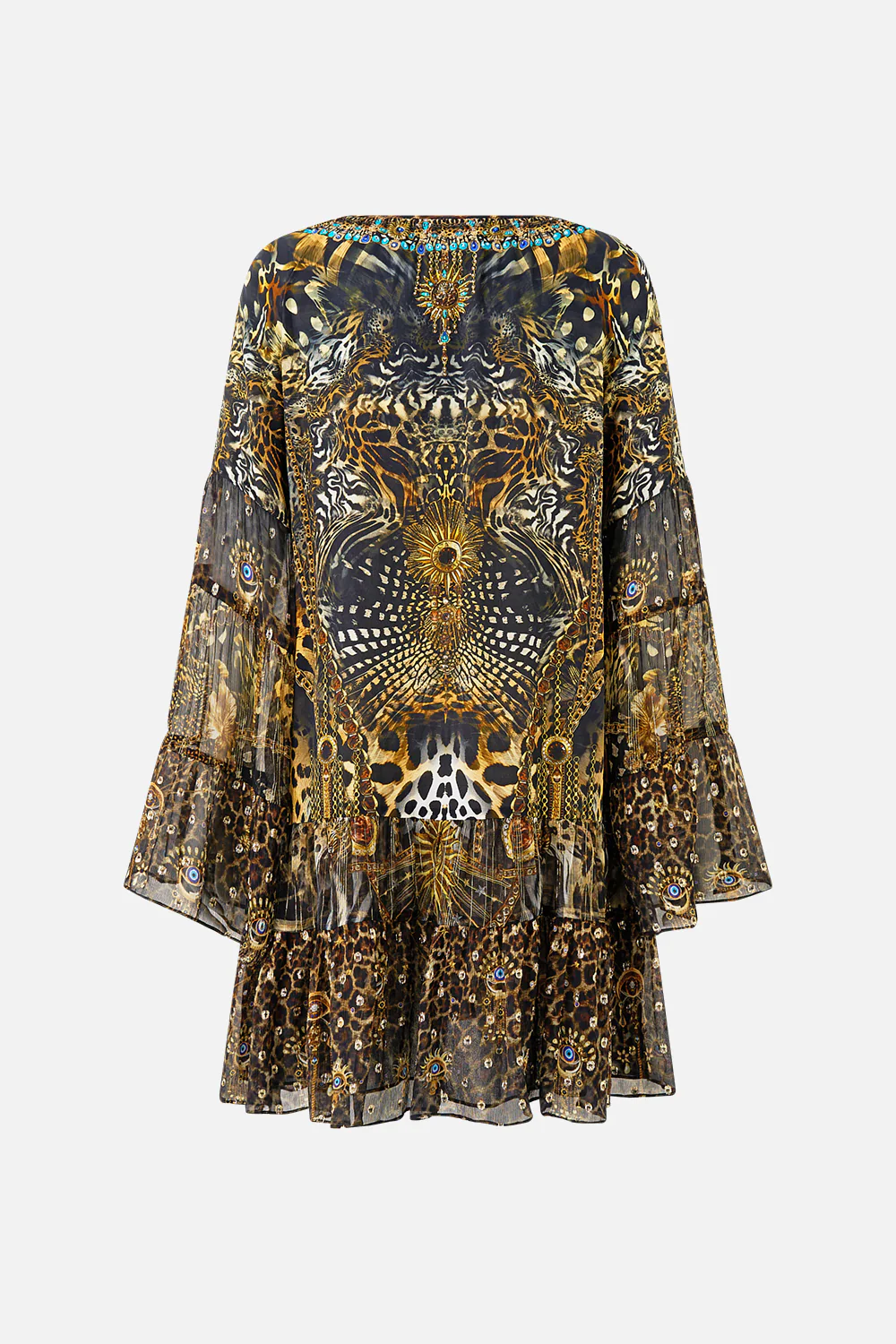 A-LINE GATHERED PANEL DRESS FELINE FOLKLORE - Image 6