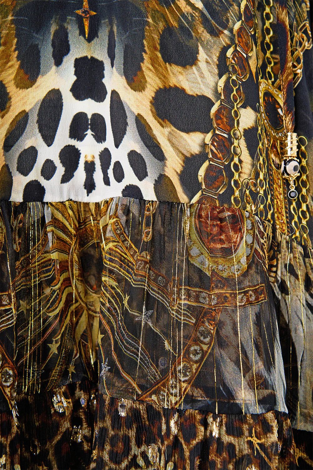 A-LINE GATHERED PANEL DRESS FELINE FOLKLORE - Image 7