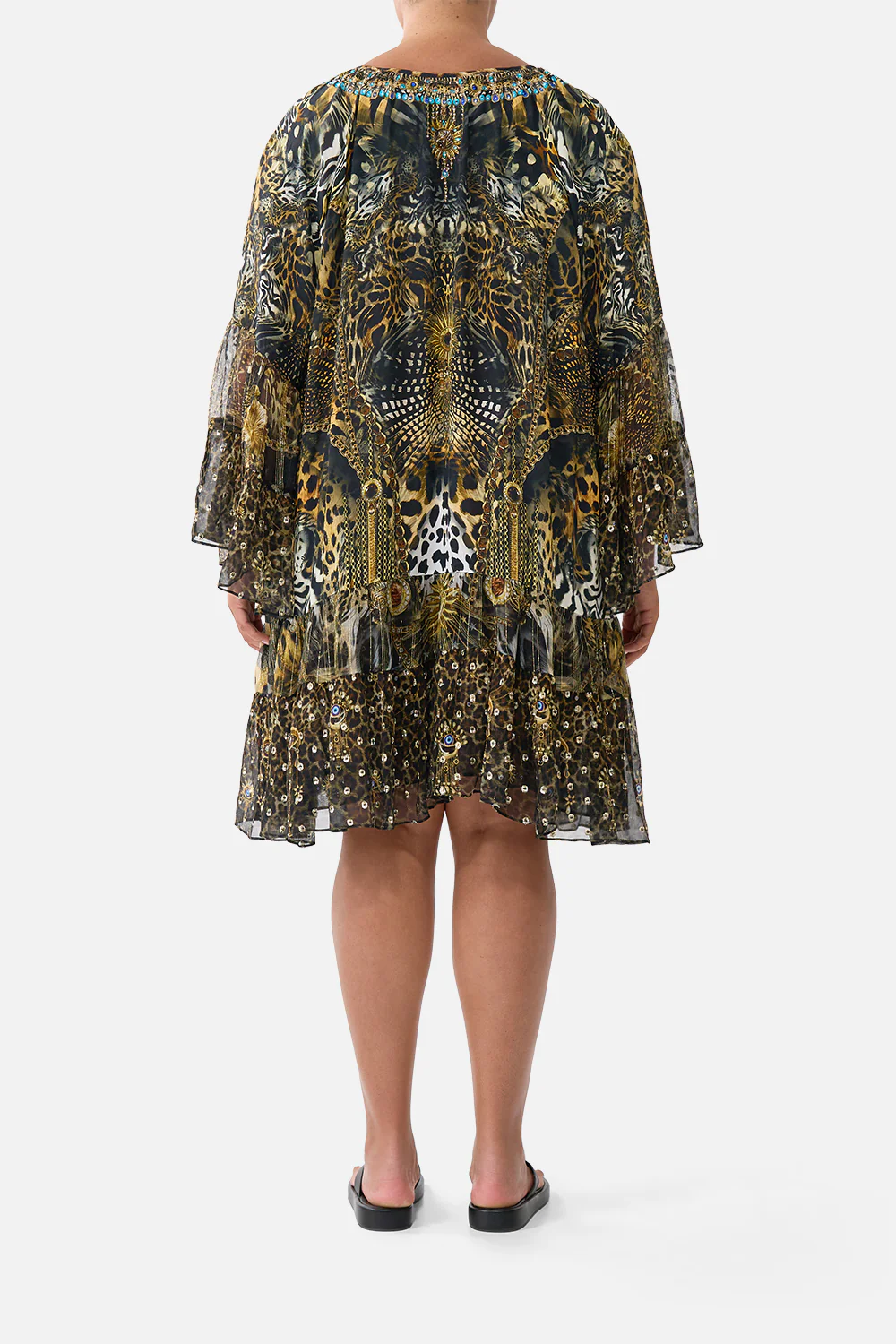 A-LINE GATHERED PANEL DRESS FELINE FOLKLORE - Image 9