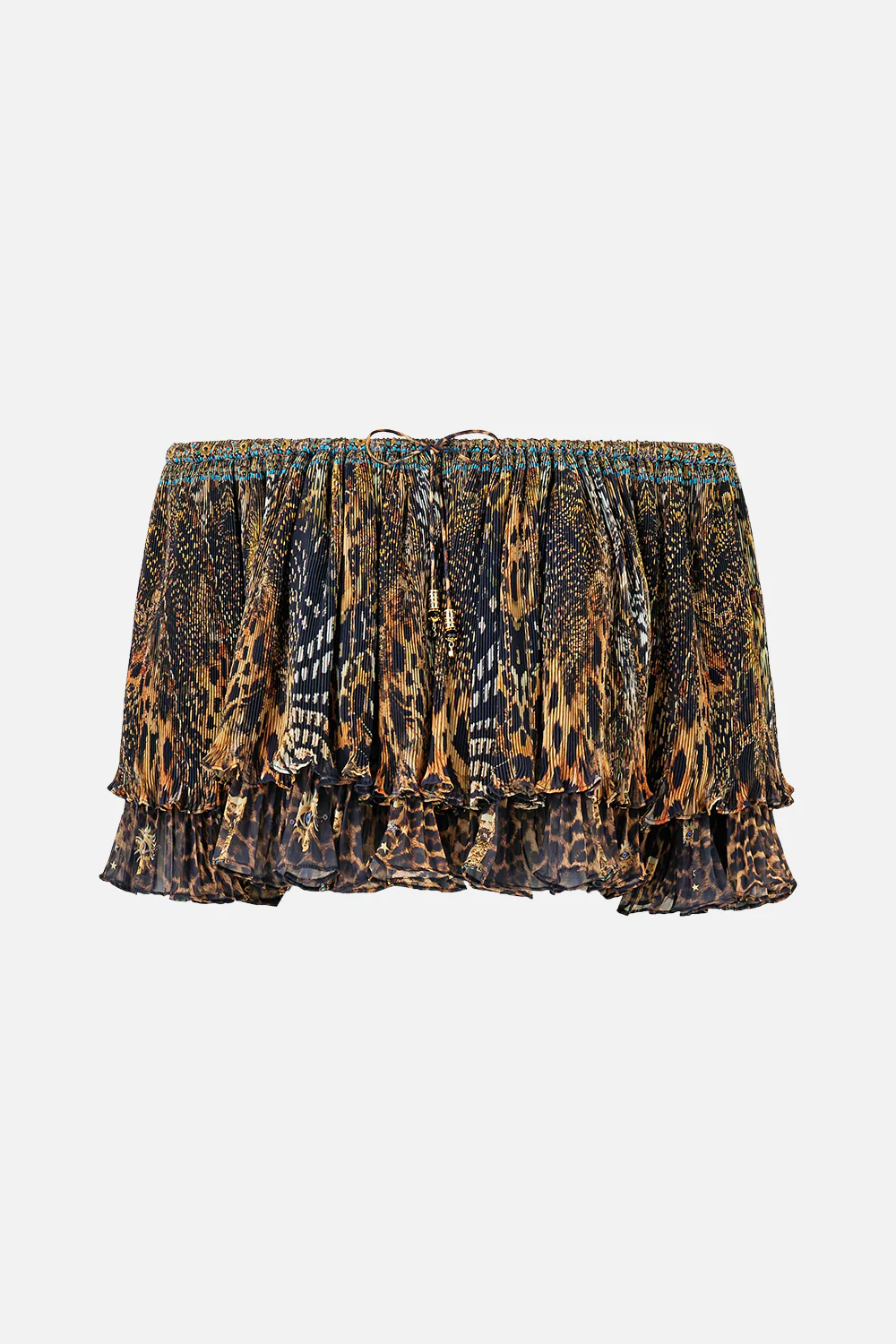 OFF SHOULDER SHORT SLEEVE PLEATED TOP FELINE FOLKLORE - Image 3