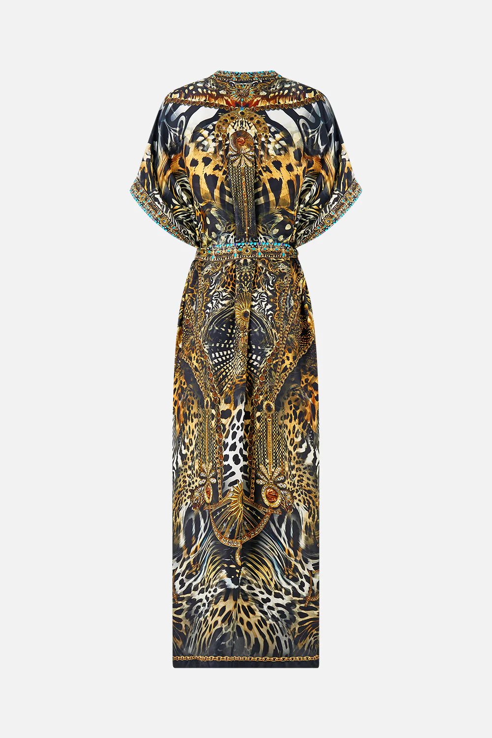 SHORT SLEEVE KAFTAN WITH TIE WAIST FELINE FOLKLORE - Image 7